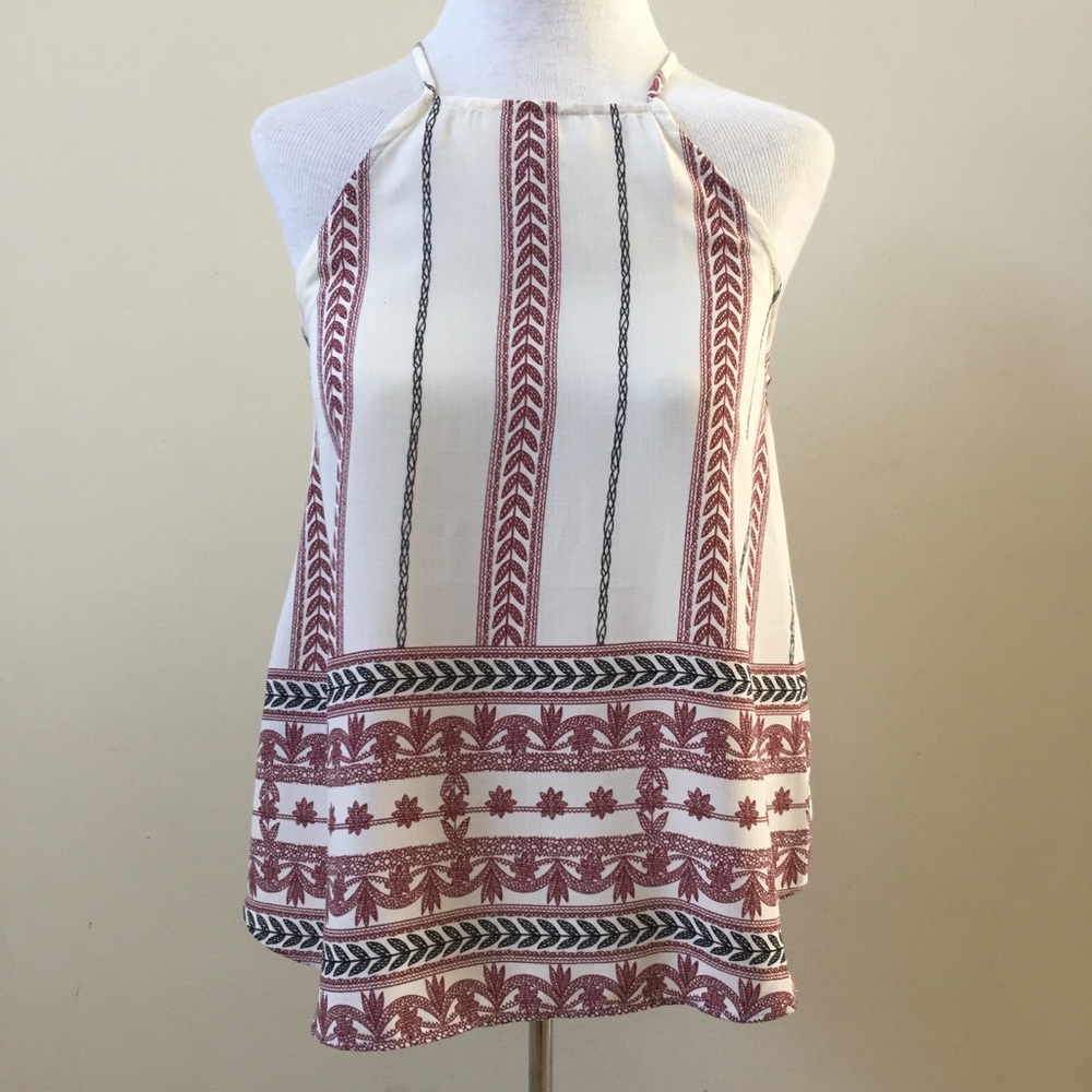 Red White and Blue Pattern Halter Tank Top